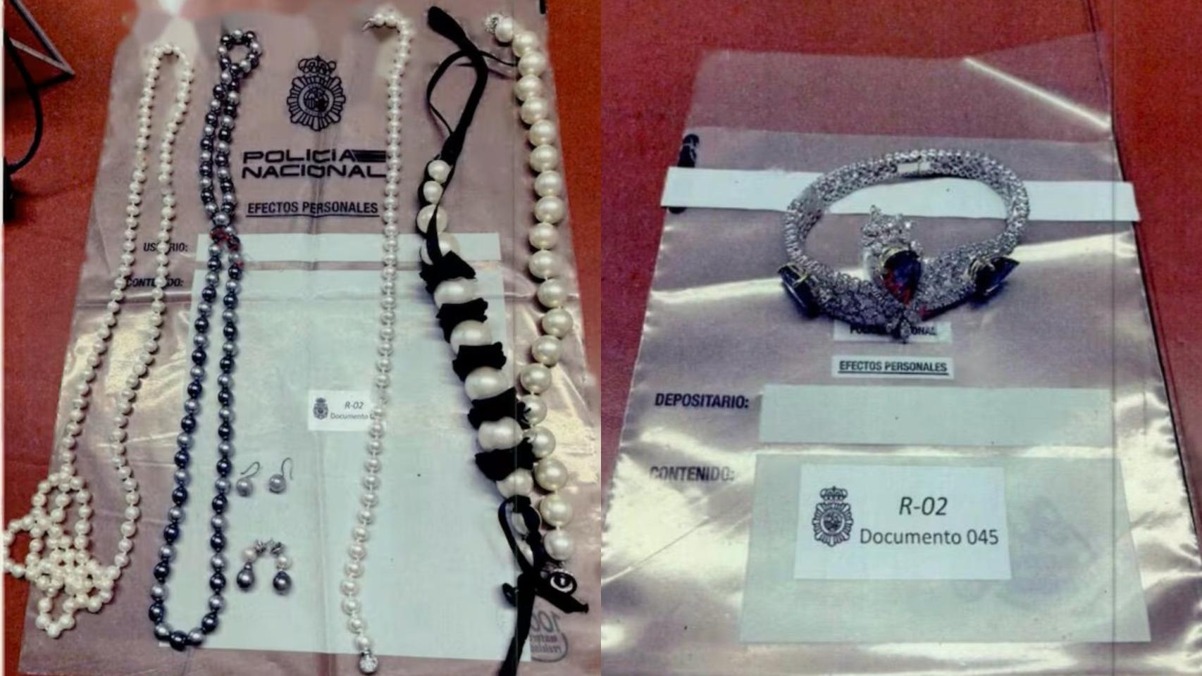 Algunas de las joyas y relojes halladas en el registro en el despacho de Zapatero.