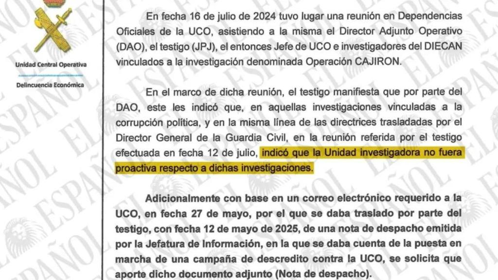Fragmento del informe policial que recoge las declaraciones de los dos agentes en el marco del 'caso Leire'.