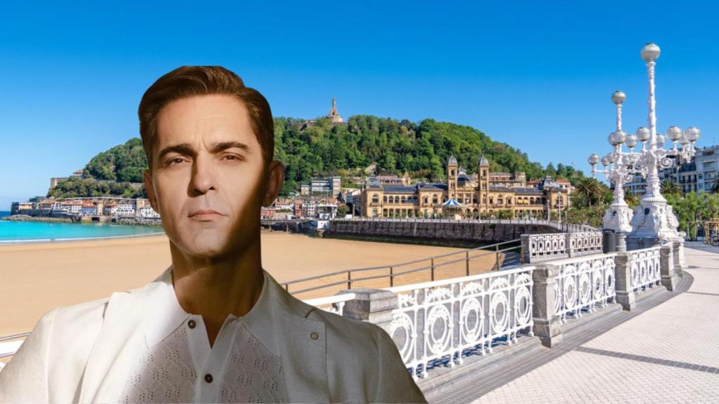 El paseo marítimo de San Sebastián, en la playa de La Concha, y el actor Pedro Alonso.
