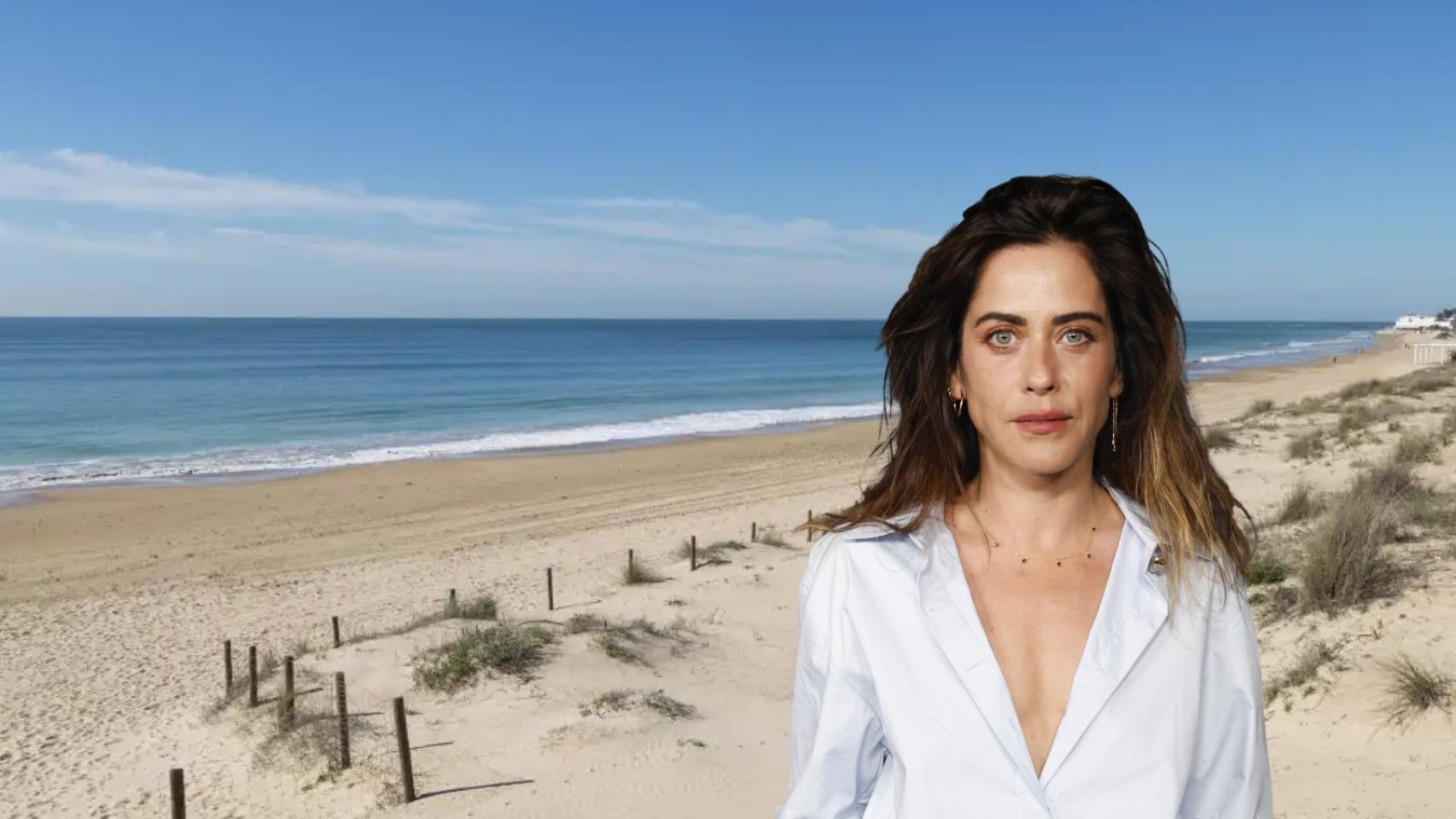 María León y la playa de la Virgen del Mar-Puntalillo, en Rota, donde celebró su cumpleaños en 2024.