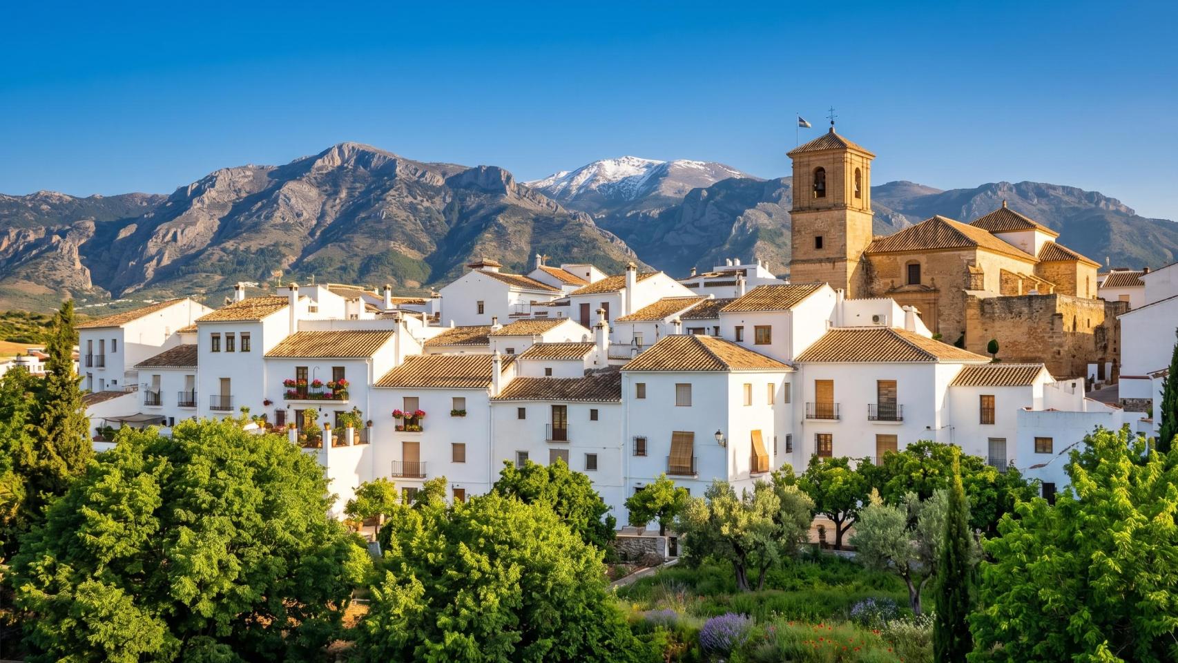 Panorámica del pueblo medieval de Quesada, Jaén. 