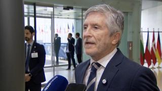 El ministro del Interior, Fernando Grande-Marlaska, durante su comparecencia de este jueves en Luxemburgo
