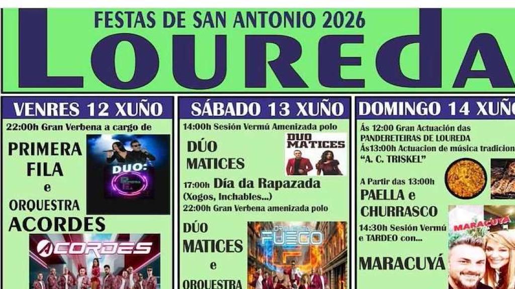Cartel de las Fiestas de San Antón 2026 de Loureda en Arteixo