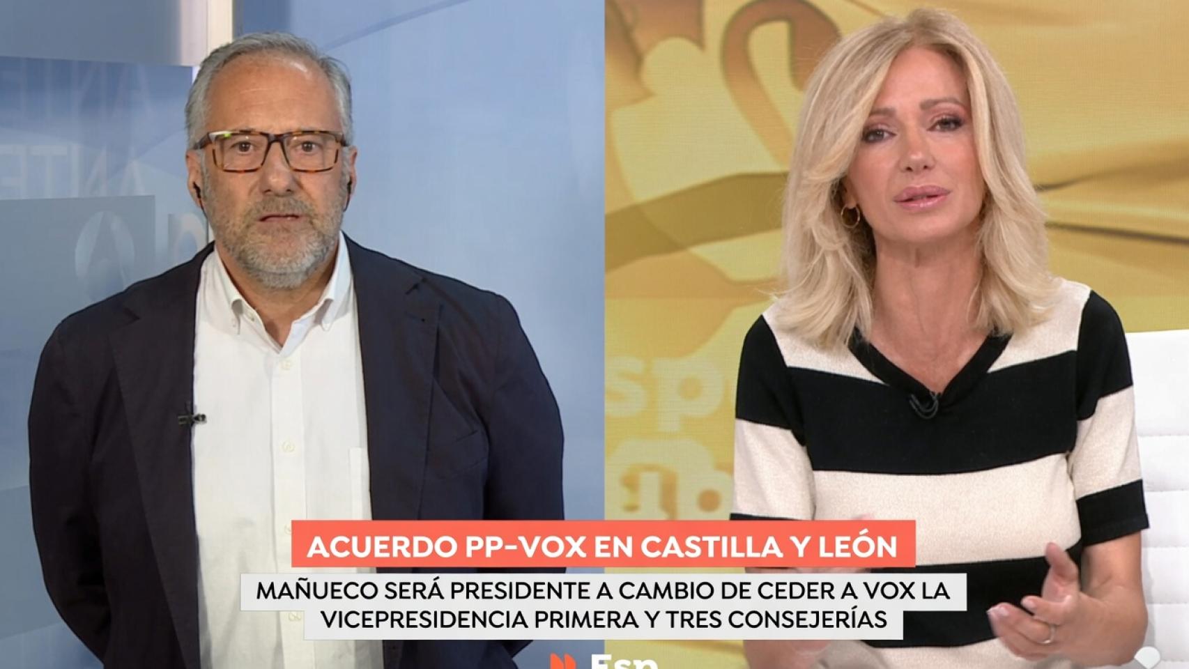 El portavoz de Vox en las Cortes de Castilla y León, Carlos Pollán, durante su intervención en el programa Espejo Público, este jueves