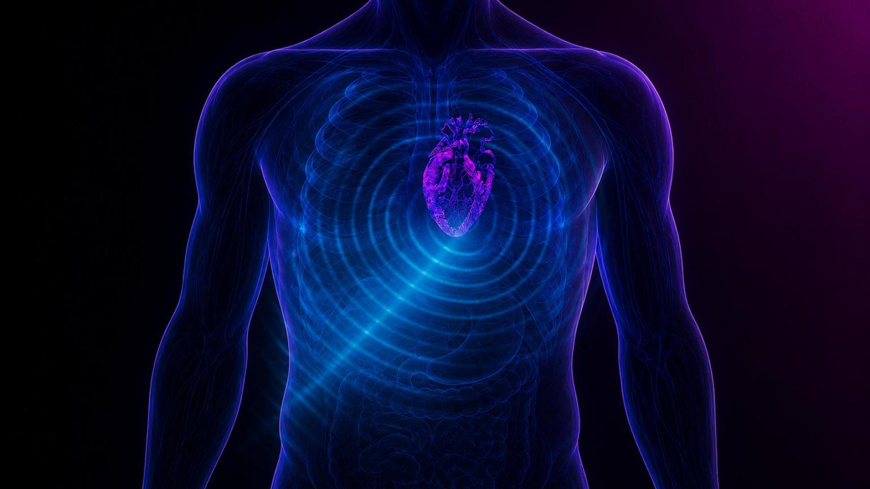 Ilustración de un corazón impulsado por ultrasonidos