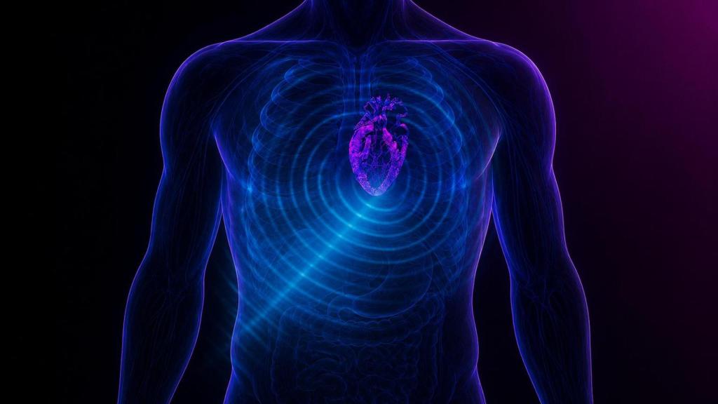 Ilustración de un corazón impulsado por ultrasonidos