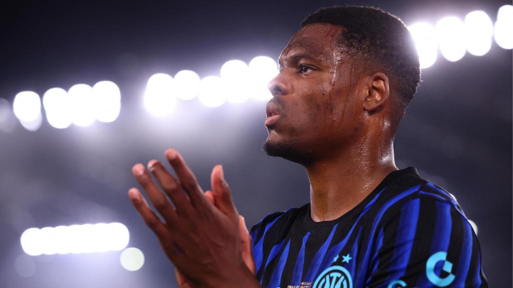 Denzel Dumfries, con el Inter de Milán.