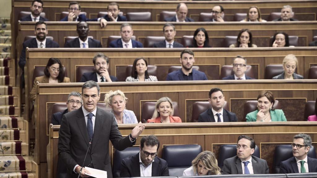 Pedro Sánchez durante la sesión plenaria en el Congreso en abril.