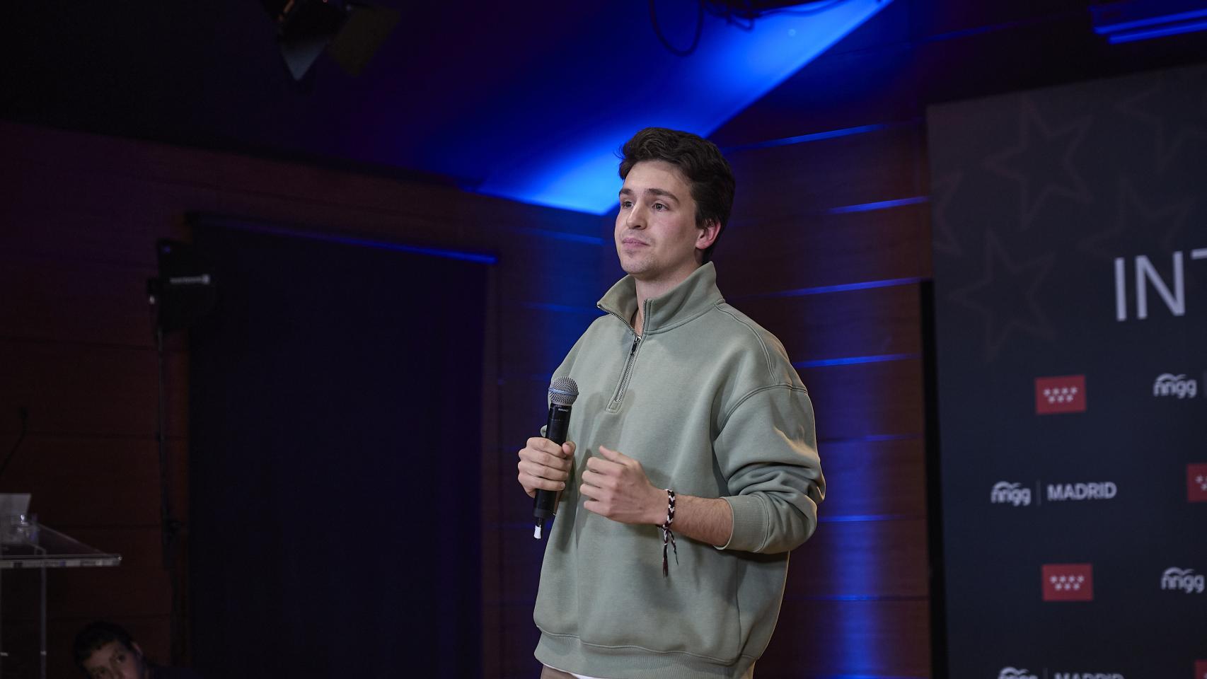 El presidente de la organización juvenil, Ignacio Dancausa, interviene durante la clausura la II Jornada Interuniversitaria de Nuevas Generaciones del PP de Madrid.