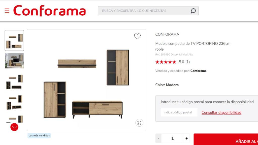 Mueble compacto de TV PORTOPINO 236cm roble.