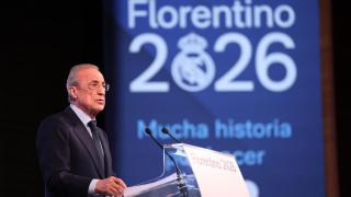 Florentino Pérez, durante un acto de campaña a la presidencia del Real Madrid.