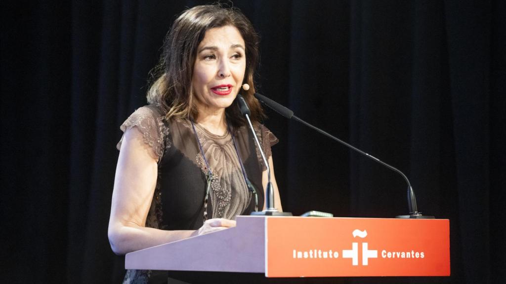 La periodista, durante su intervención en el acto del instituto Cervantes.