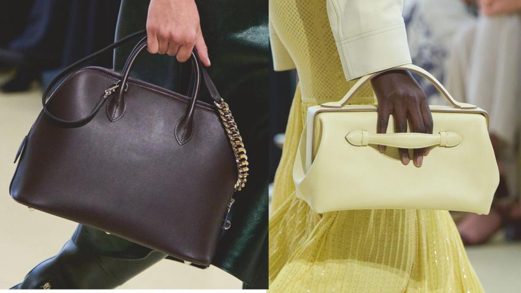 El debut sobre la pasarela del icónico bolso Faubourg Express en cuero marrón oscuro convive con las nuevas e impecables propuestas texturizadas en color amarillo mantequilla.