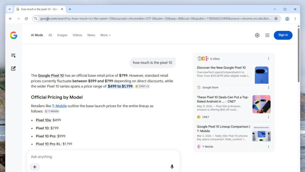 La nueva función que cambia los resultados de búsqueda de Chrome por el Modo IA
