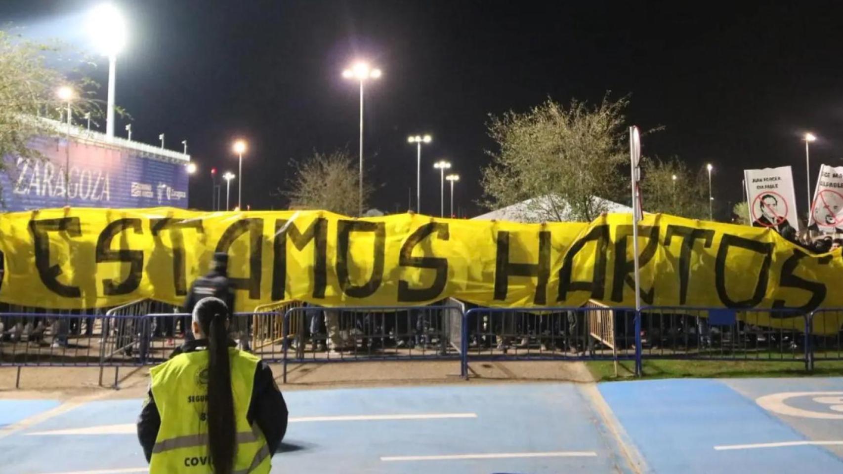Protesta de la afición del Real Zaragoza.