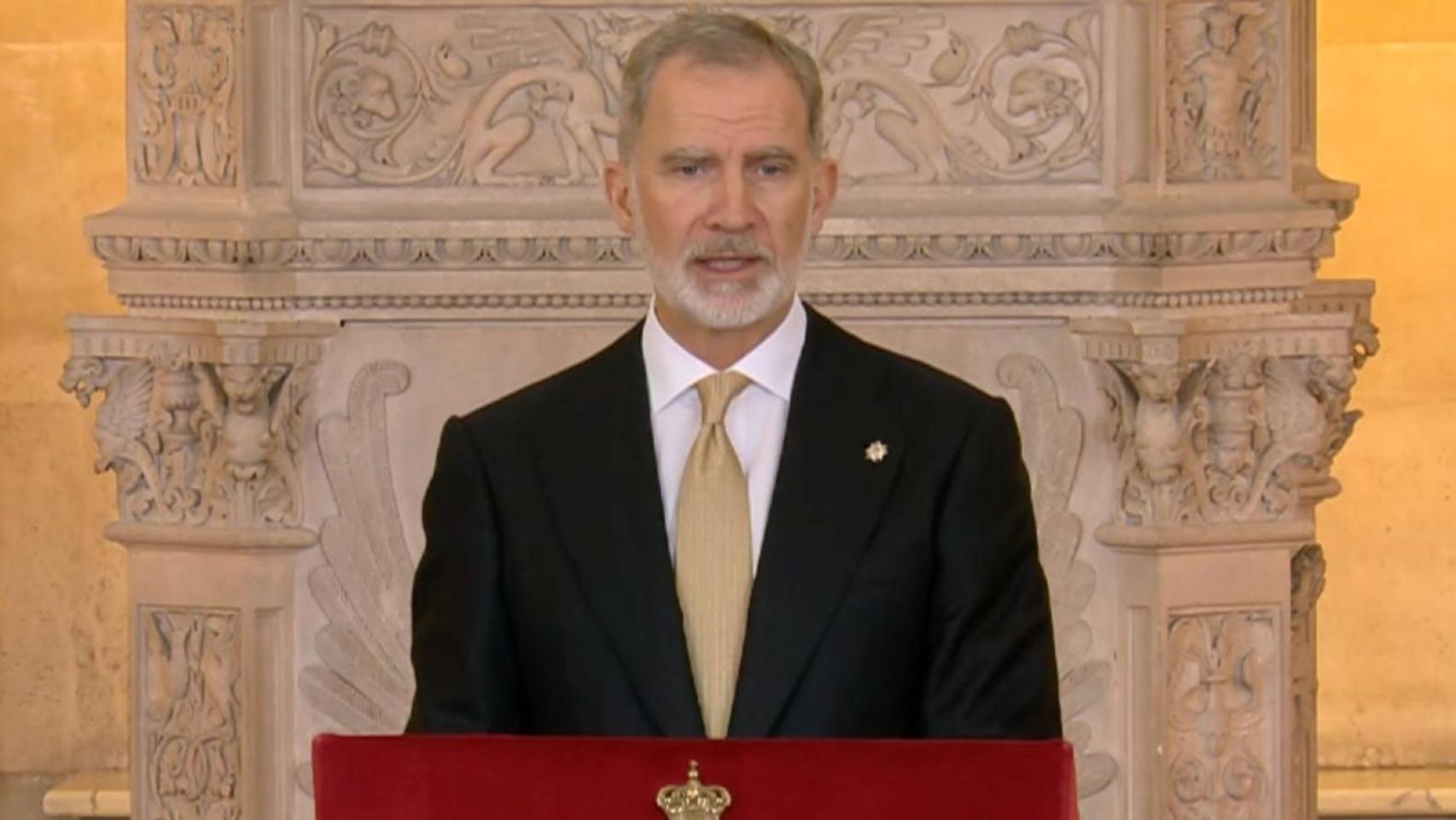 Felipe VI durante su discurso frente al Papa.