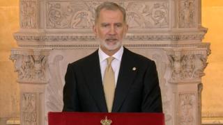 Felipe VI durante su discurso frente al Papa.