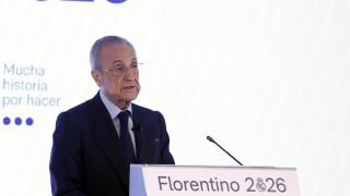 Florentino Pérez, durante su acto de cierre de campaña a la presidencia del Real Madrid.