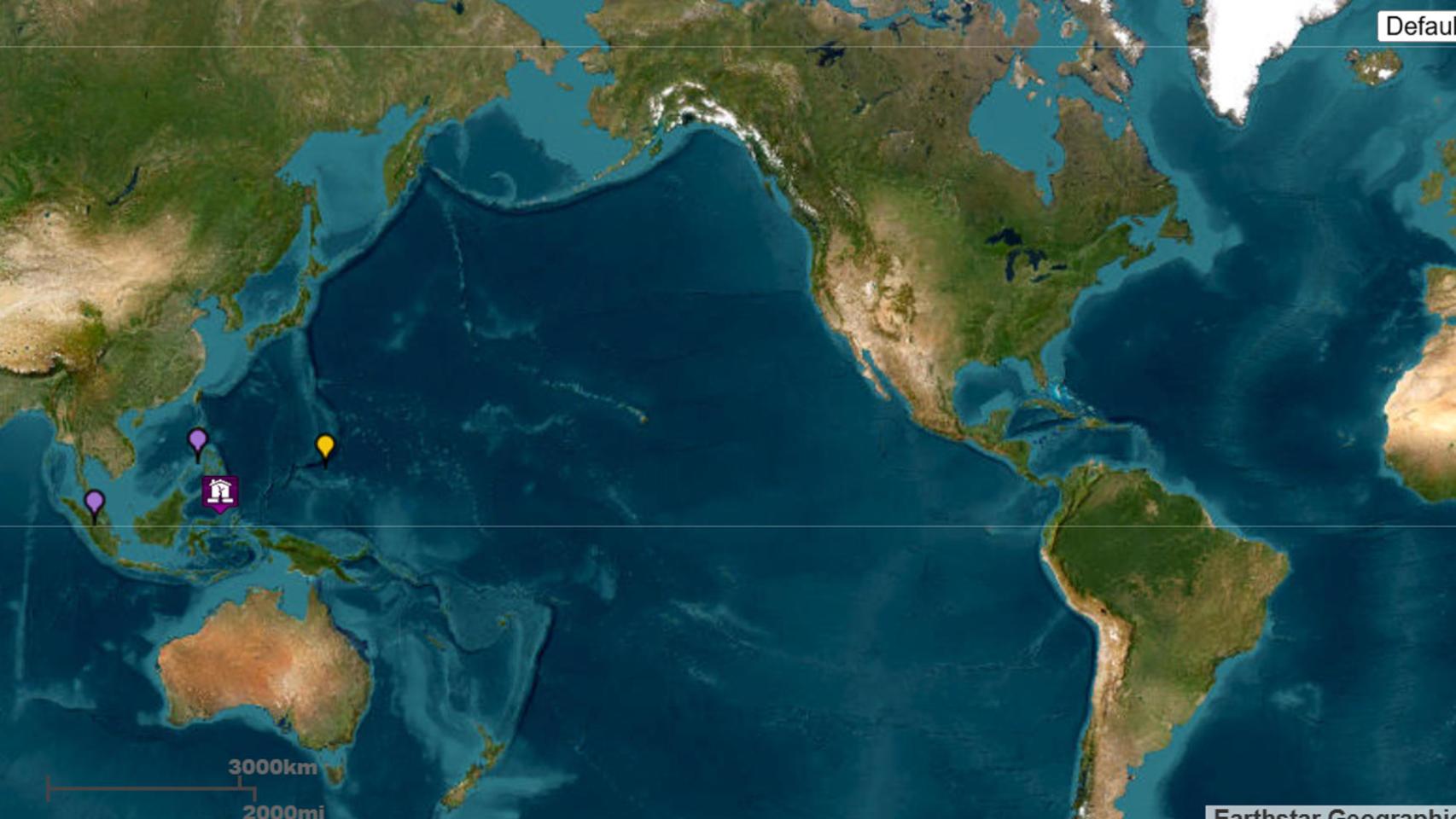 Imagen de la Oficina Nacional de Administración Oceánica y Atmosférica (NOAA), que muestra el terremoto de magnitud 7,8.