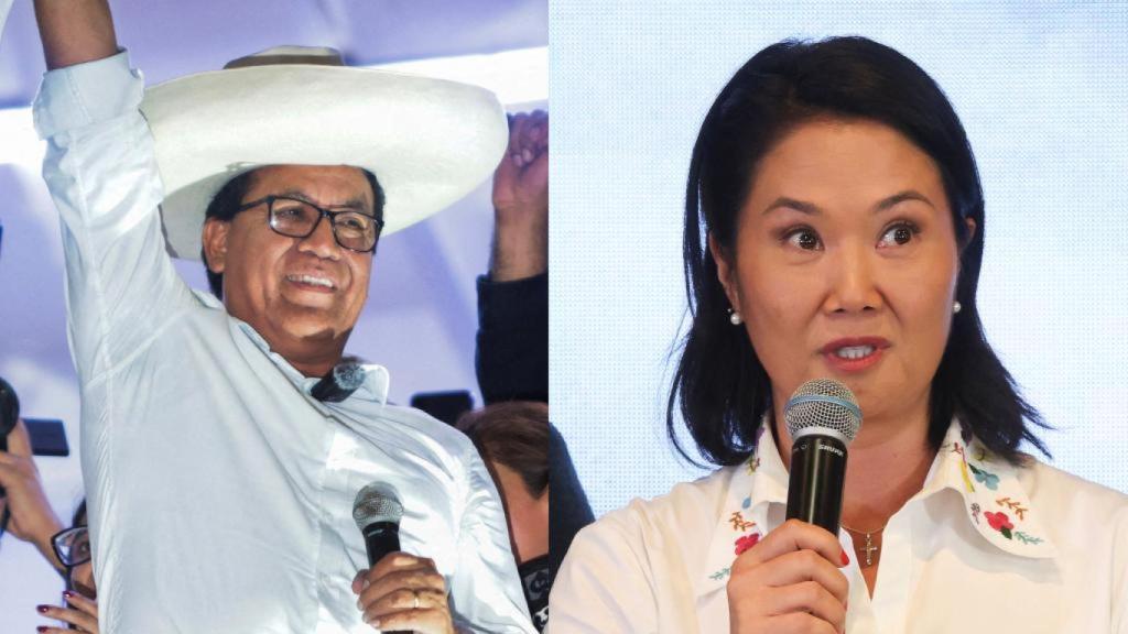 Roberto Sánchez (i) y Keiko Fujimori (d).