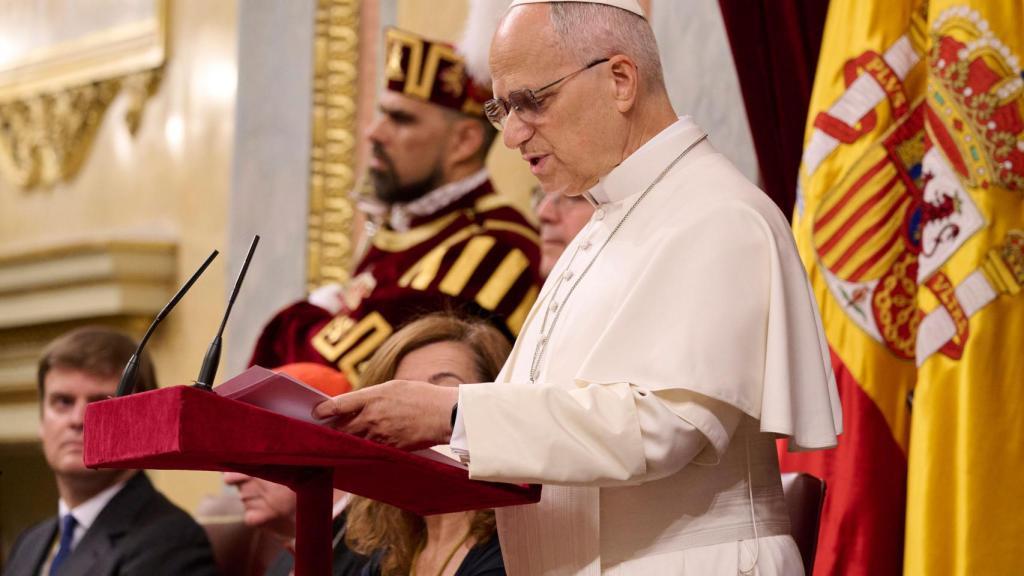 El Papa León XIV en el Salón de Sesiones del Congreso.