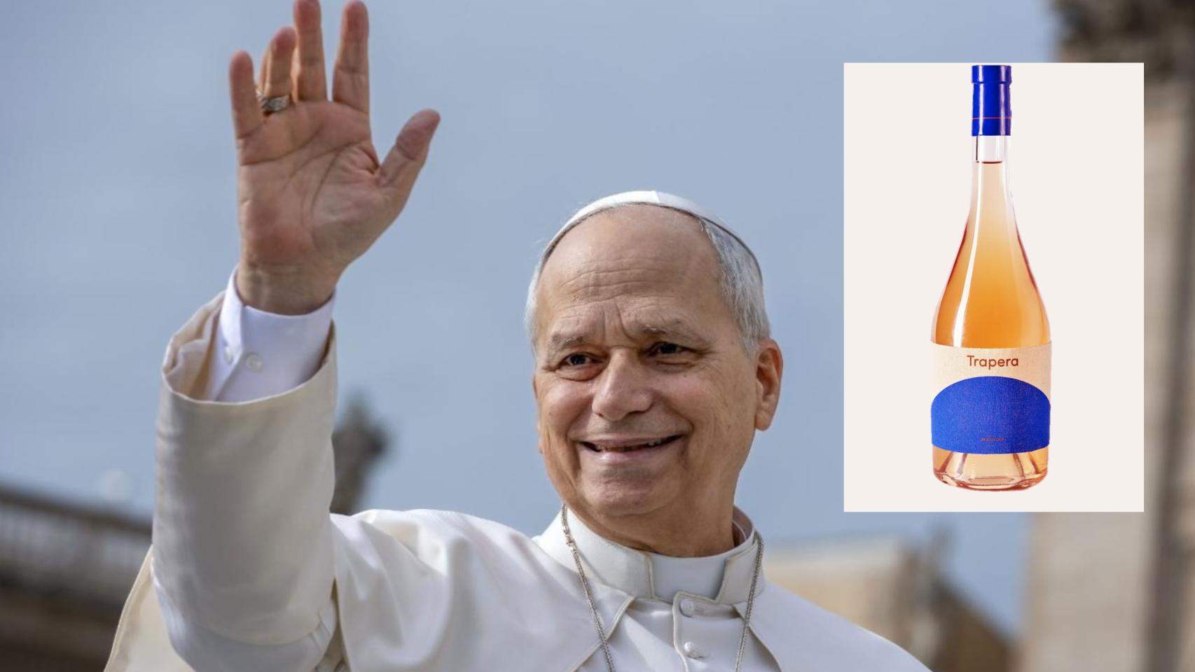 El Papa León XIV junto a la botella de vino de la DO León