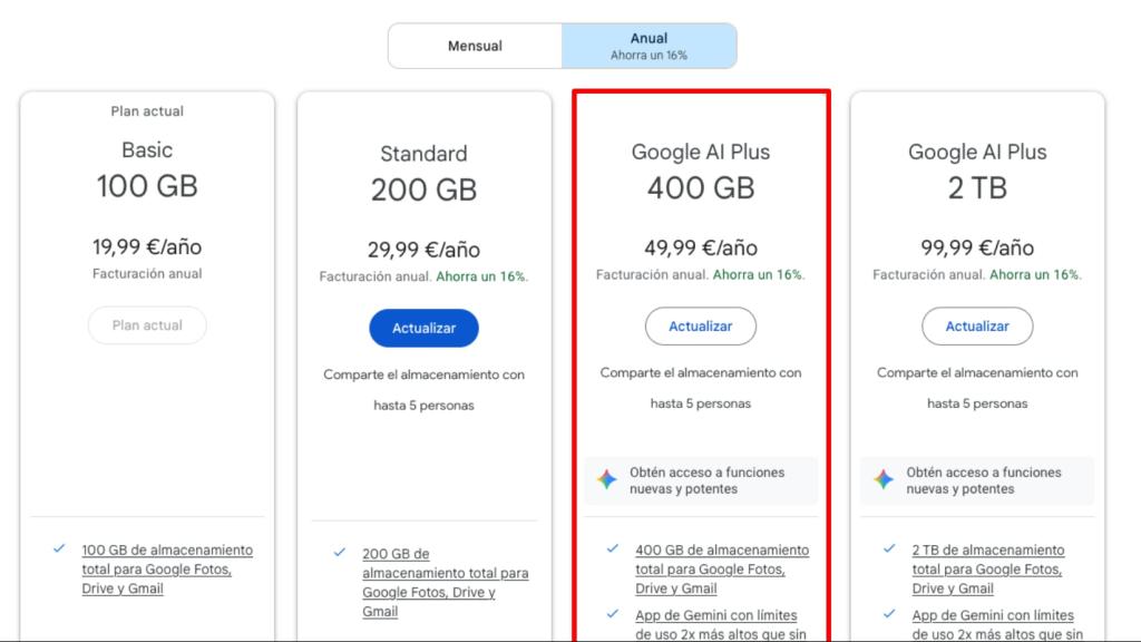 Nueva tarifa de Google Onn