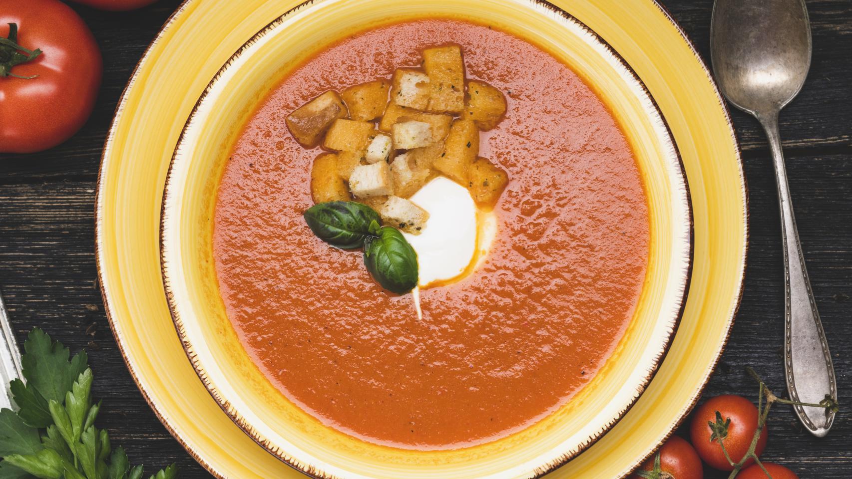 Un plato de gazpacho. 