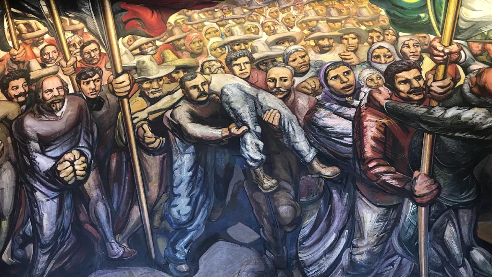 Detalle del mural 'Del Porfirismo a la Revolución', de David Alfaro Siqueiros (1957-1966). Castillo de Chapultepec, México