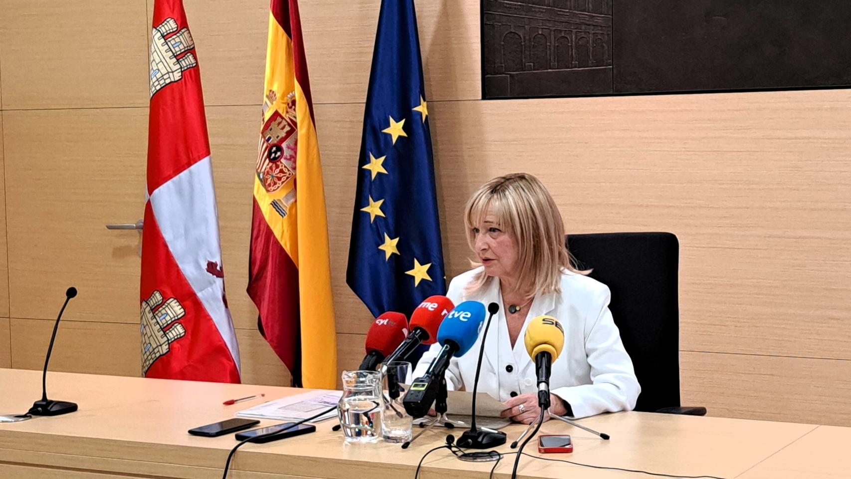 La presidenta del Tribunal Superior de Justicia de Castilla y León (TSJCyL), Ana del Ser, durante la presentación de la Memoria Judicial de 2025.