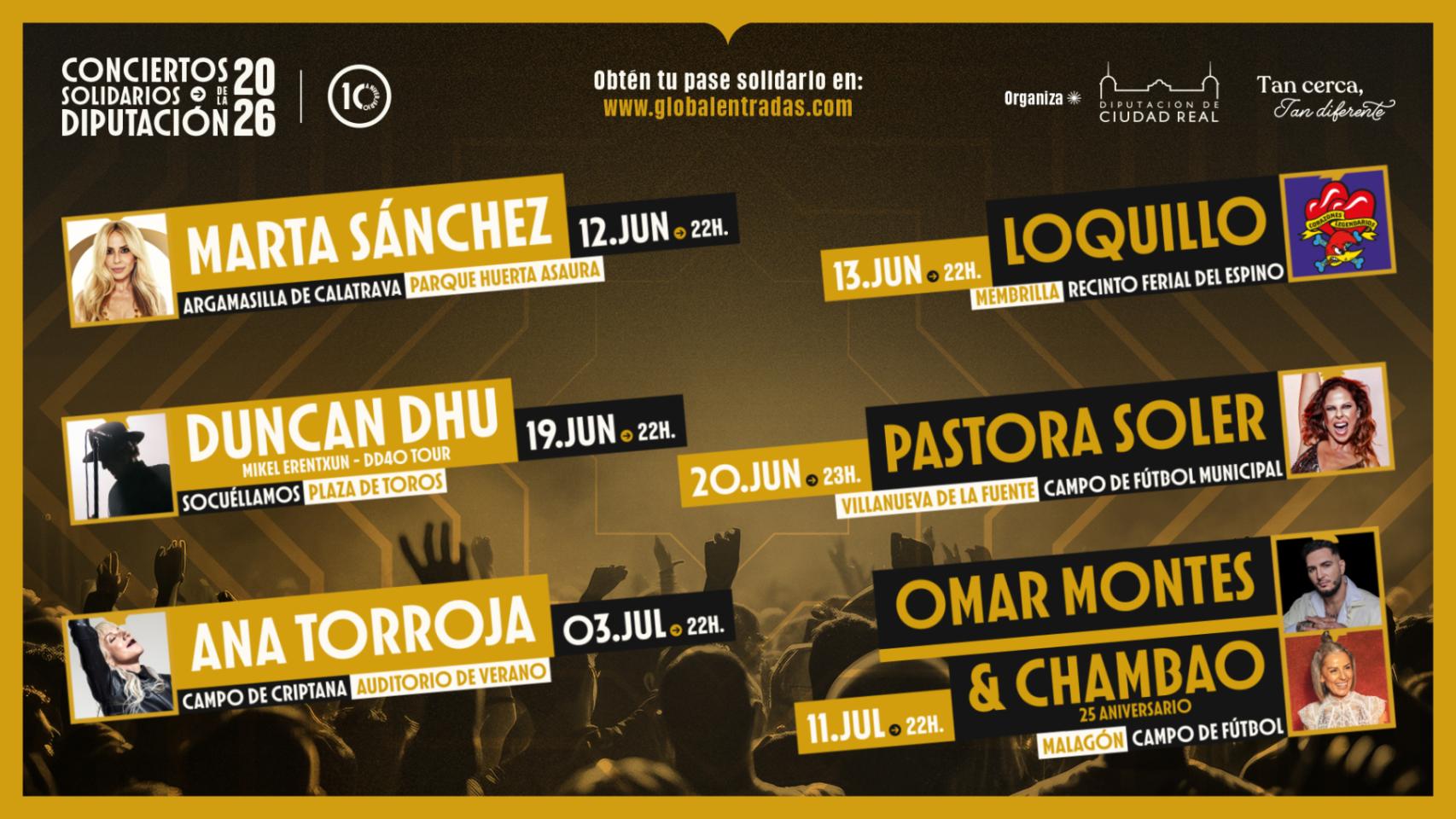 Cartel de los conciertos programados, que han quedado aplazados sin fecha.