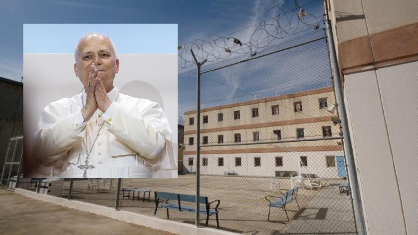La prisión de Brians I, y una imagen del Papa a su llegada a Barcelona.