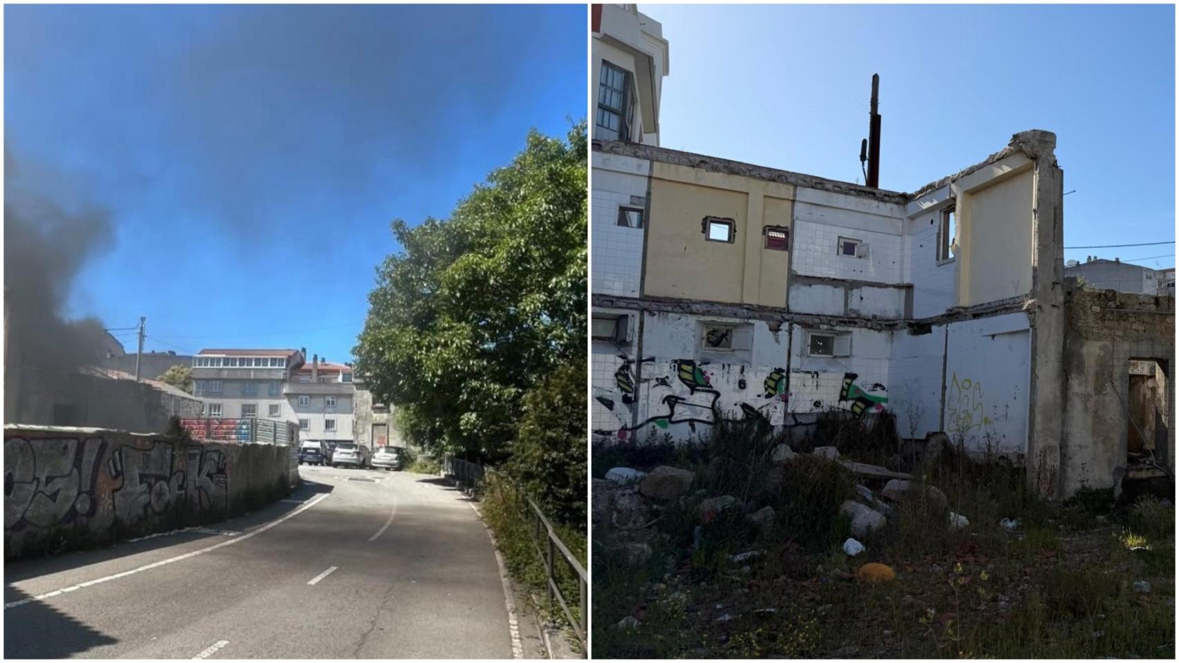 Incendio producido este martes en San Pedro de Visma, en A Coruña