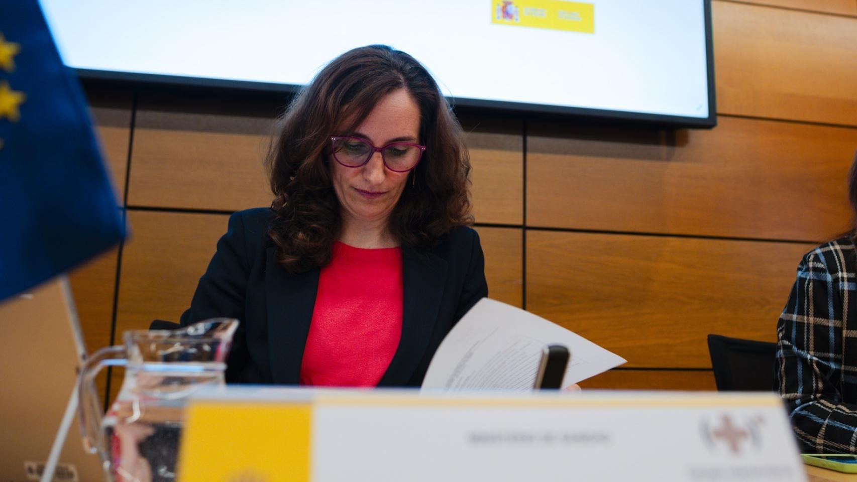 Mónica García, ministra de Sanidad, en el Consejo Interterritorial del SNS del pasado 27 de marzo. 