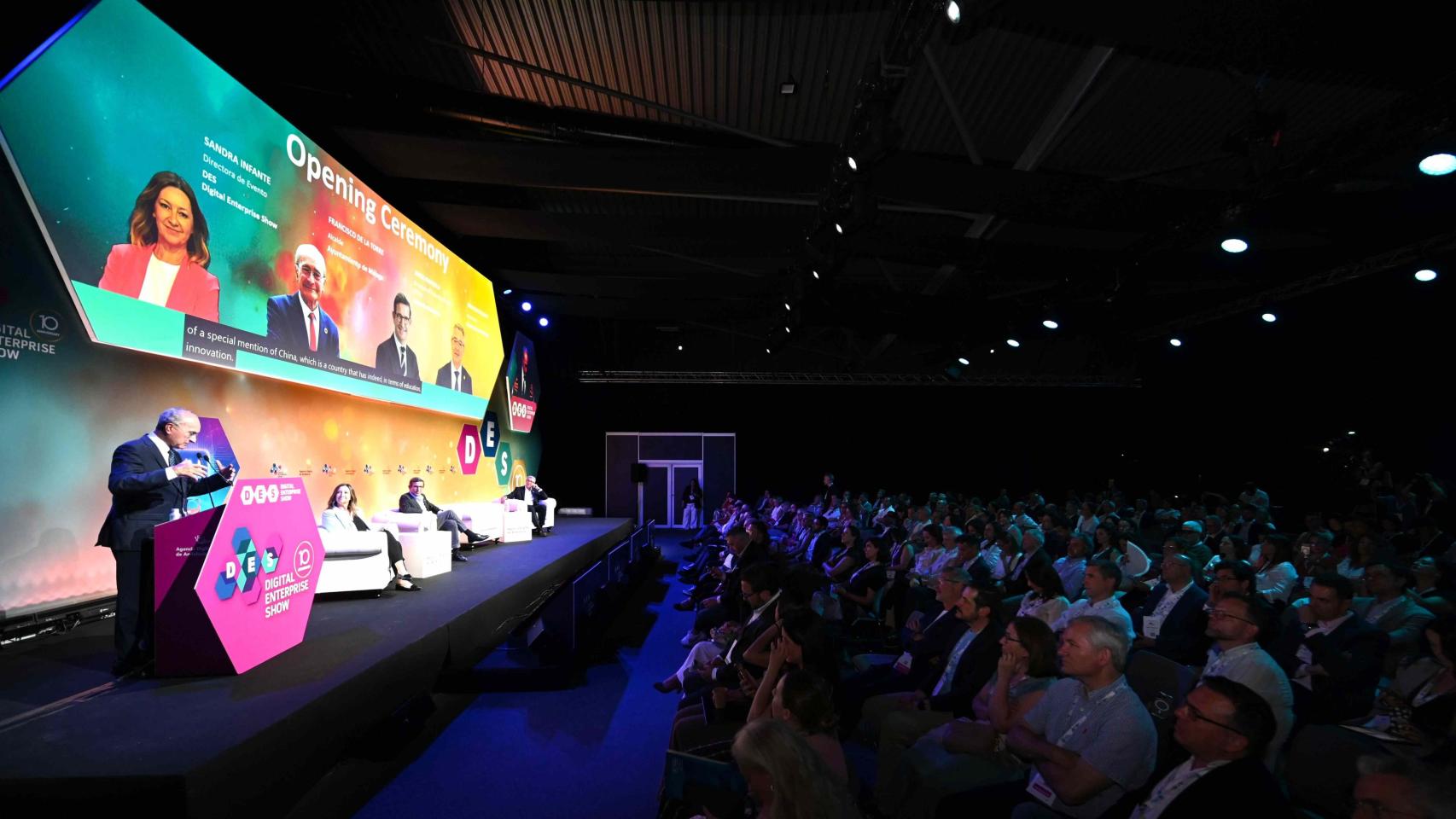 Intervención del alcalde de Málaga, Francisco de la Torre, durante la inauguración de DES 2026.