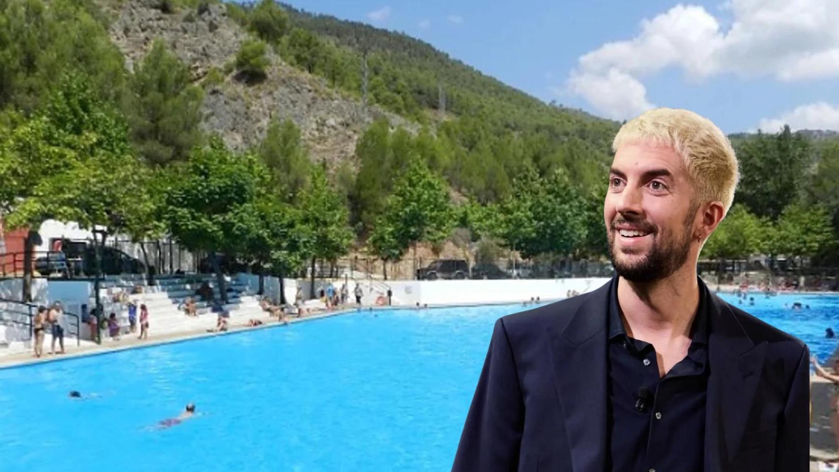 La piscina de Orcera y David Montaje en un montaje propio.