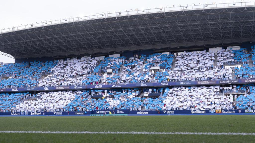 La grada de La Rosaleda durante el Málaga CF vs. Racing de Santander