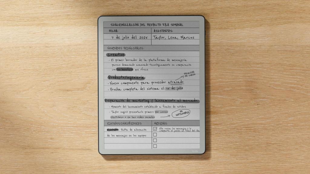Kindle Scribe sin luz frontal