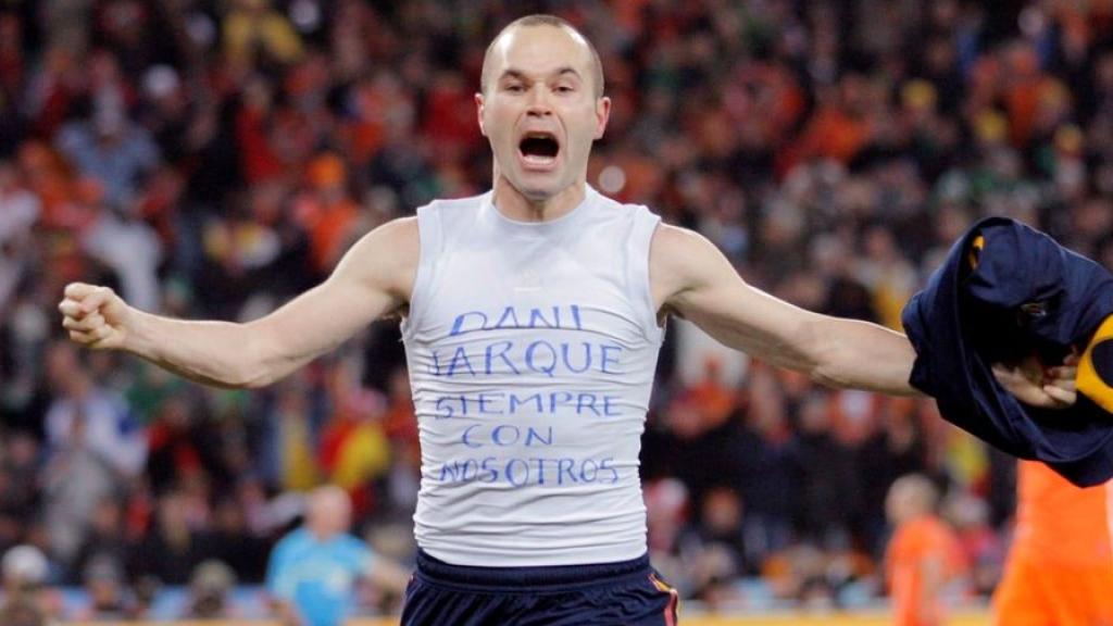 Iniesta celebrando su gol en el Mundial de 2010.