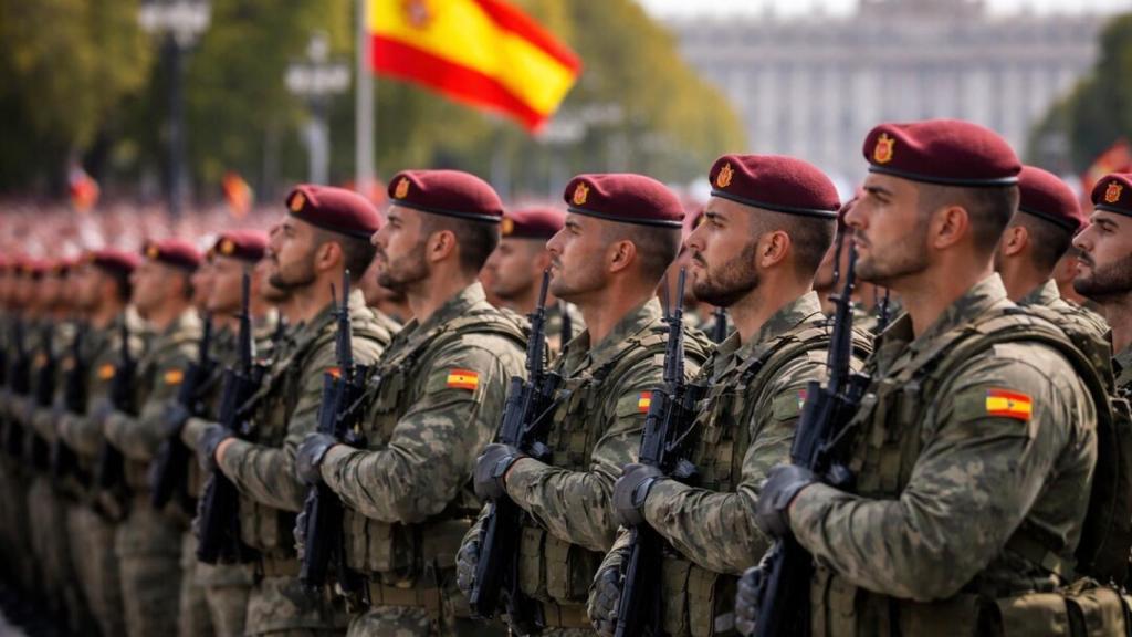 Militares españoles durante un desfile.
