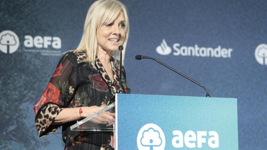 Maite Antón, presidenta de AEFA, durante su discurso en el V Encuentro provincial de Empresa Familiar.