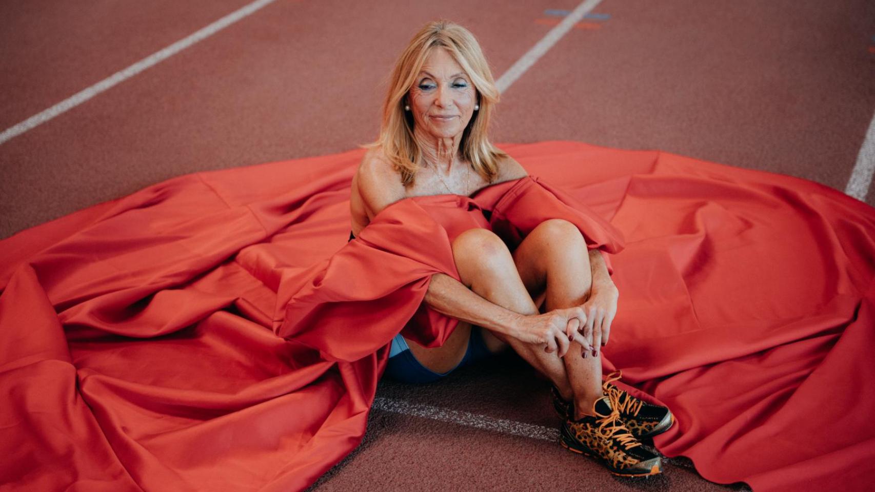 Pepa Sánchez, atleta de 76 años, en una producción de Magas.