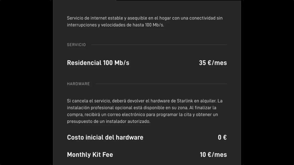 Nuevo precio de Starlink