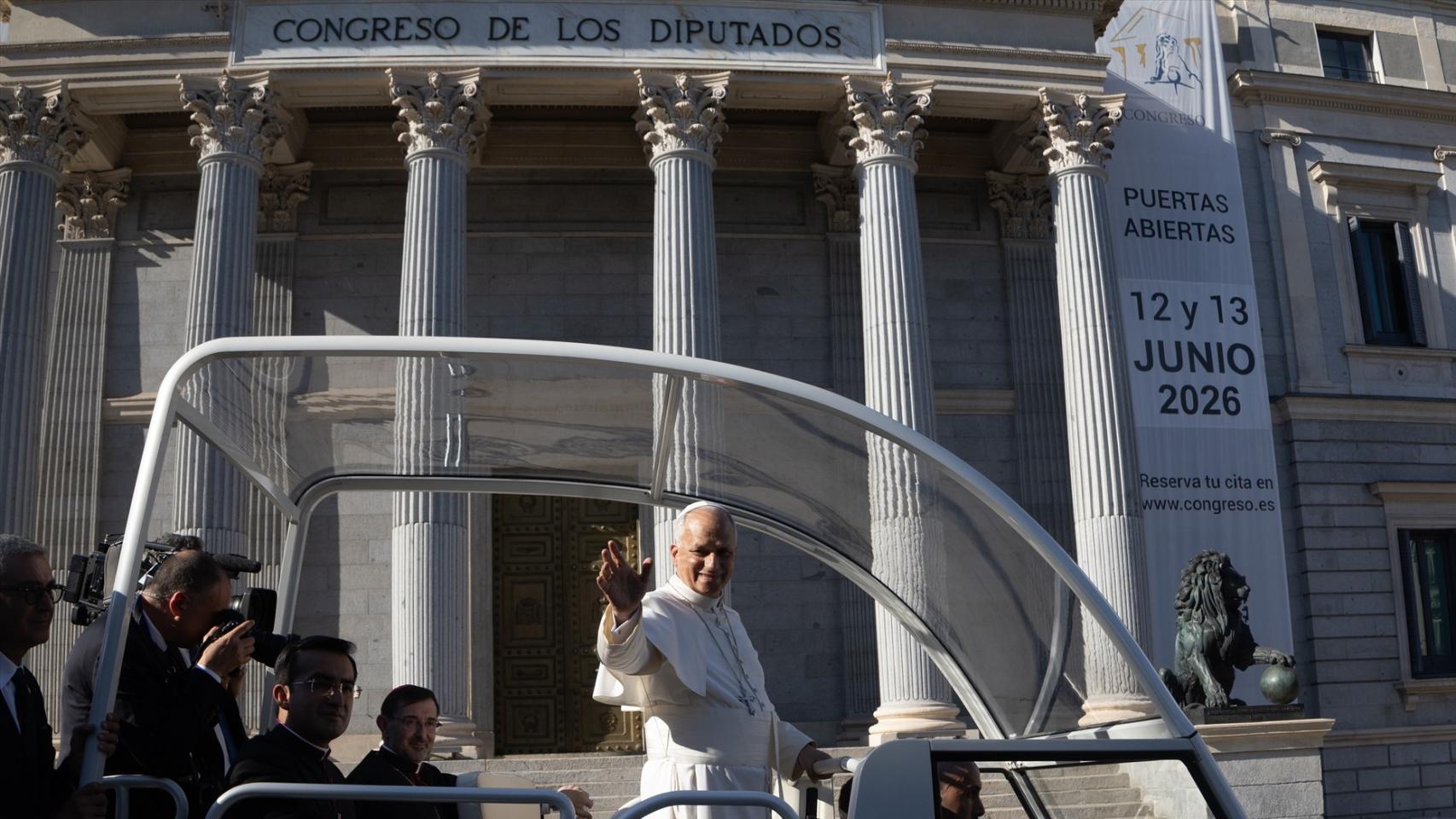 El Papa León XIV durante su visita a Madrid este pasado lunes.