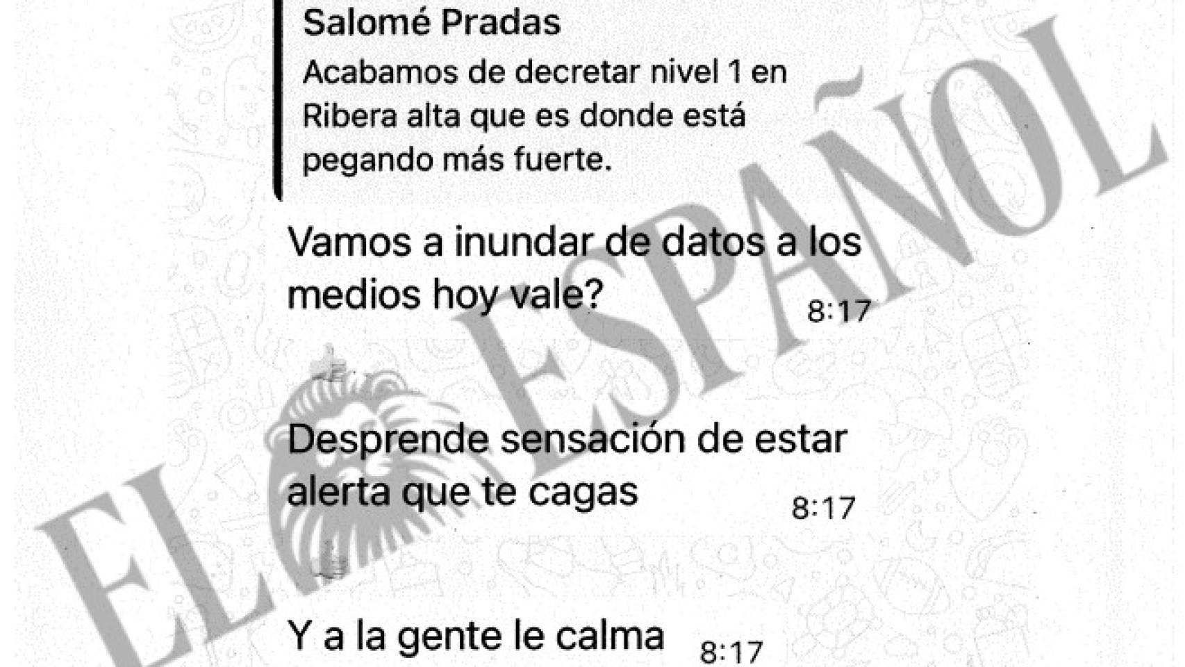 Wasaps de Mazón a sus consellers el día de la dana. EE