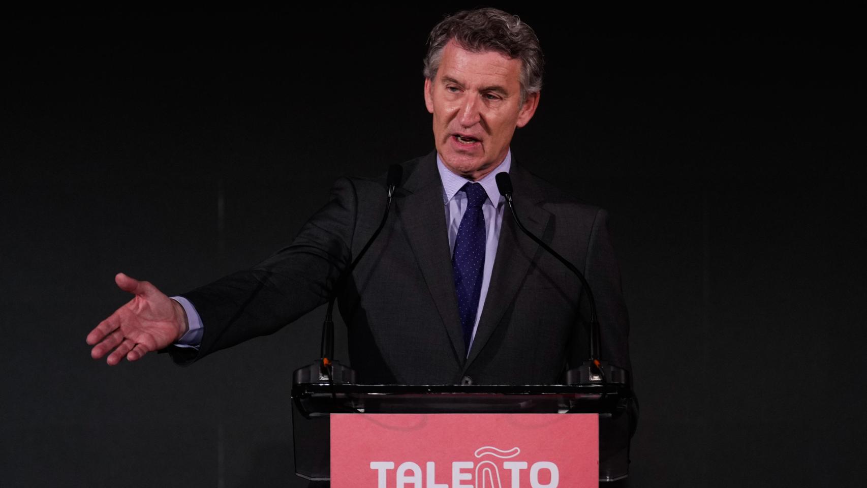  El presidente del PP, Alberto Núñez Feijóo, en la clausura del foro Taleñto España, este jueves en Madrid.