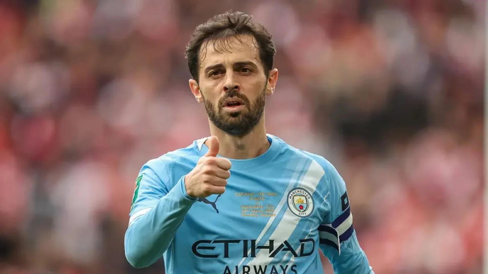 Bernardo Silva, durante un partido contra el Manchester City.