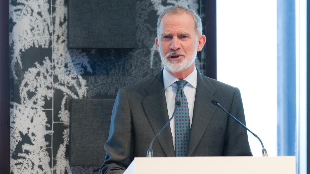 El Rey Felipe VI, durante su discurso sobre la Inteligencia Artificial, en el acto organizado por la Fundación Hermes.