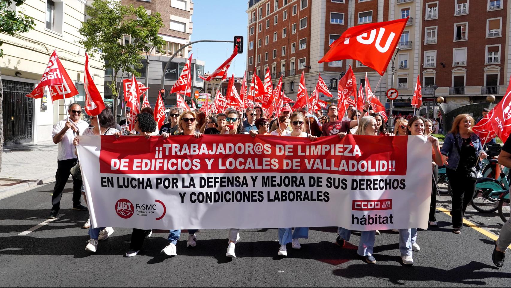 Manifestación de trabajadores del sector de la limpieza, el pasado 26 de mayo en Valladolid