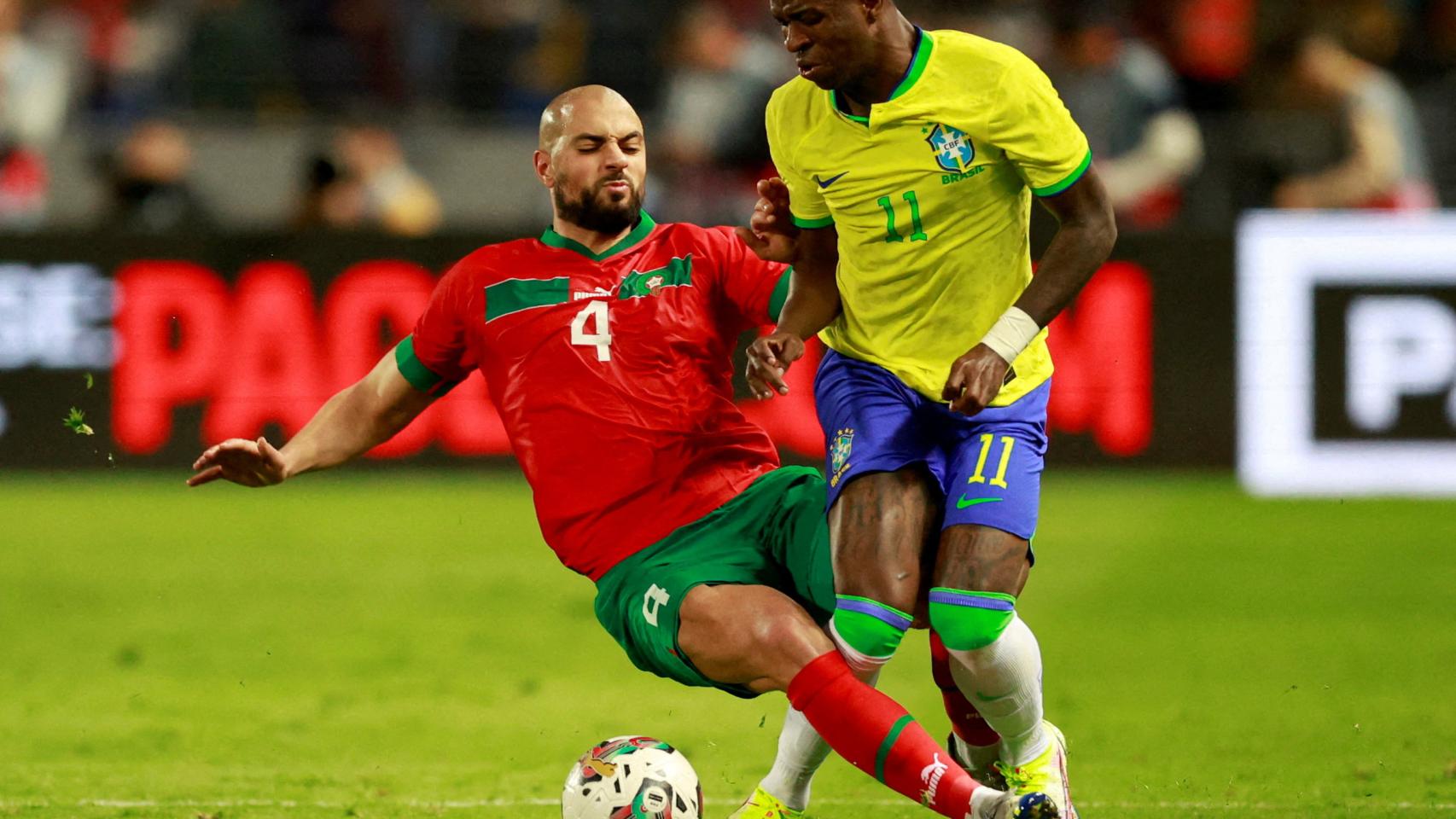 Vinicius, durante un Brasil - Marruecos disputado en 2023.